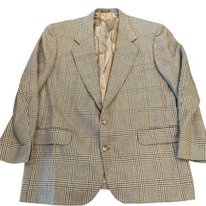 Oscar de la‎ Renta Blazer Mens 44R Brown Houndstooth Sport Coat Tweed Jacket VTG